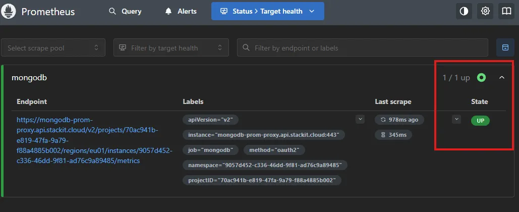 Prometheus mit MongoDB Flex