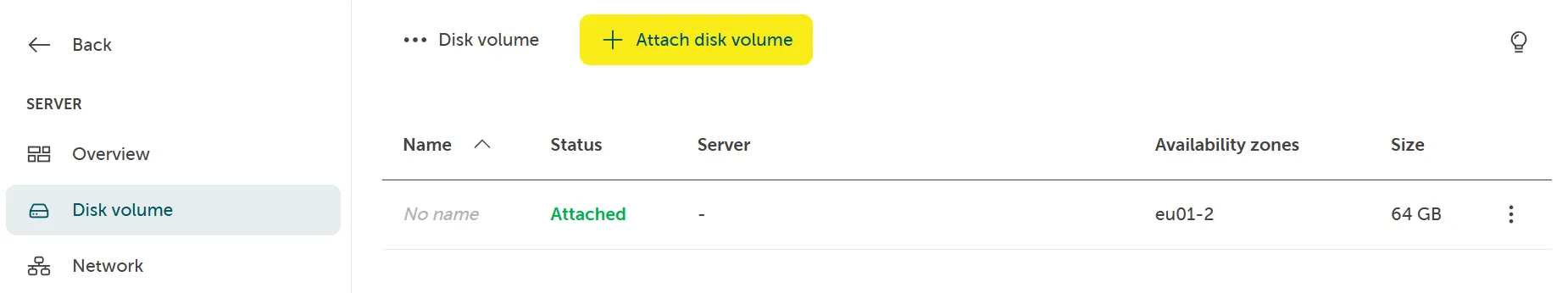 A screenshot showing to go to volume and clicking add volume on the upper right