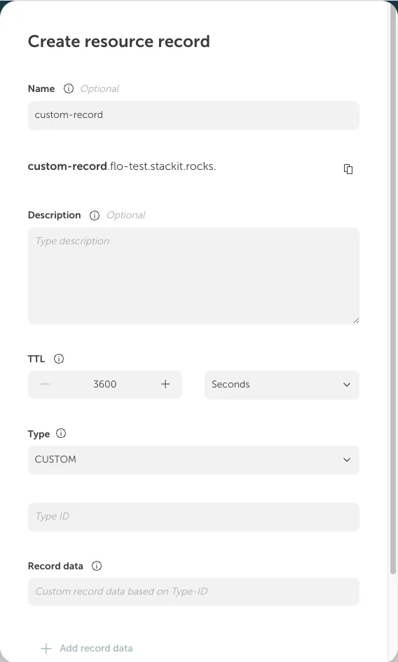 Benutzerdefinierten Record erstellen