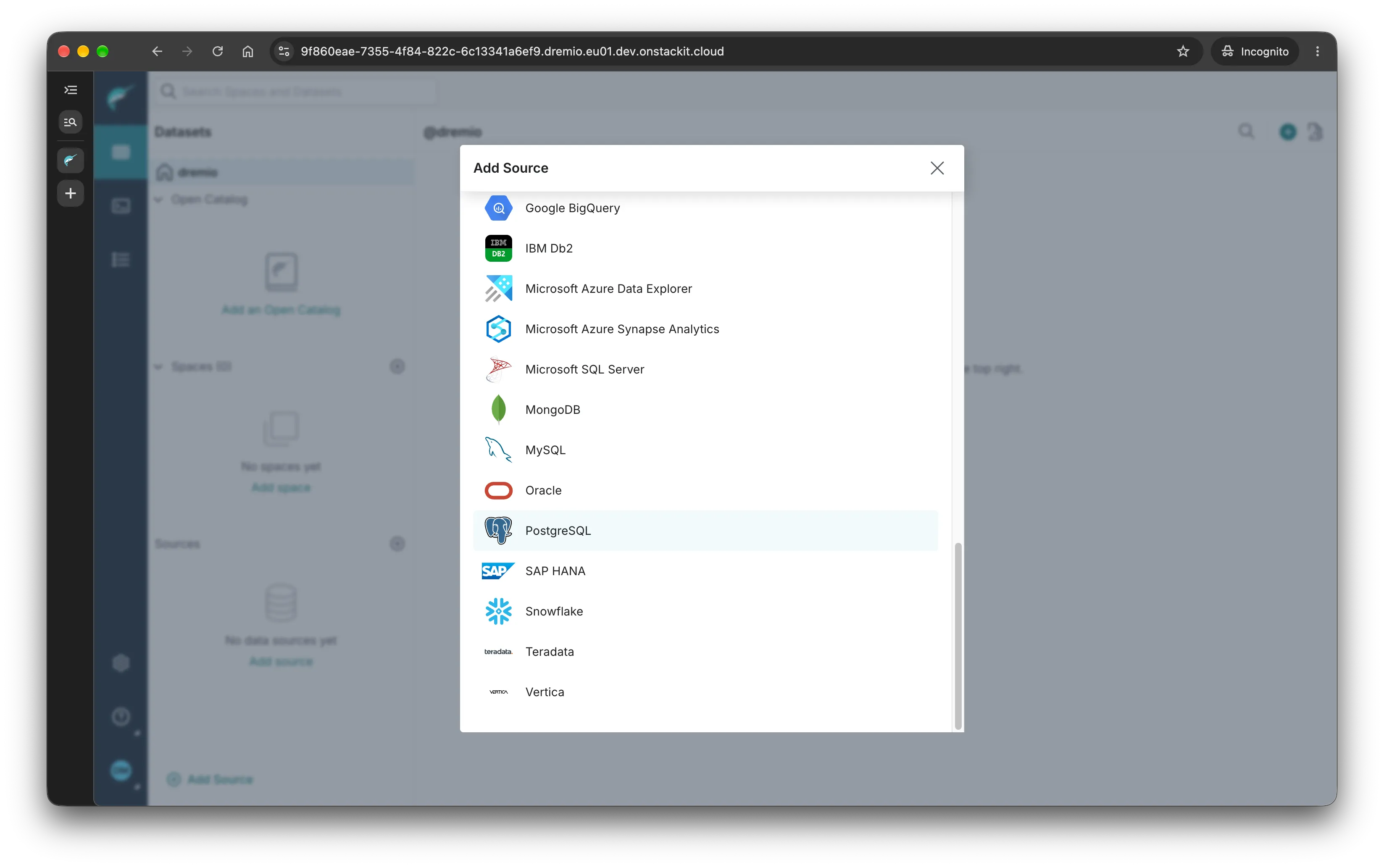 Screenshot of PostgreSQL Choice
