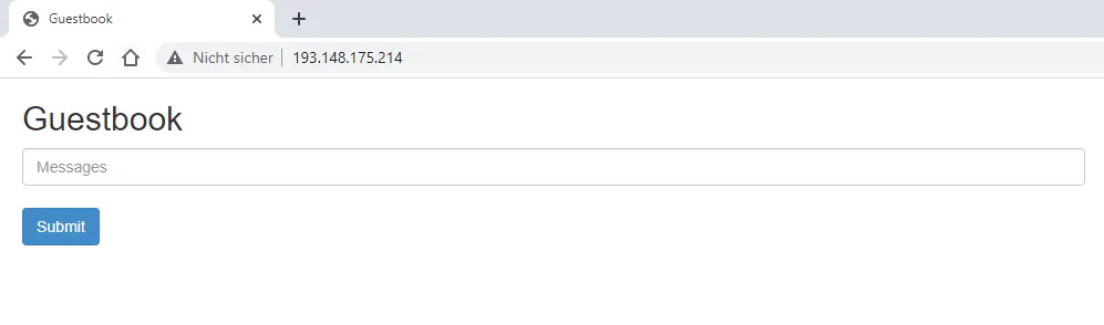 The user interface of the guestbook web application.