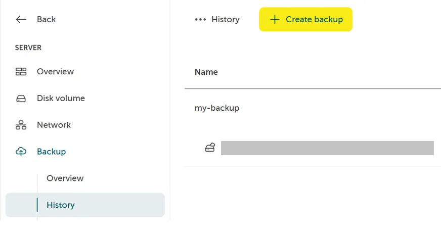 A screenshot showing clicking on the upper right to start a one time backup.