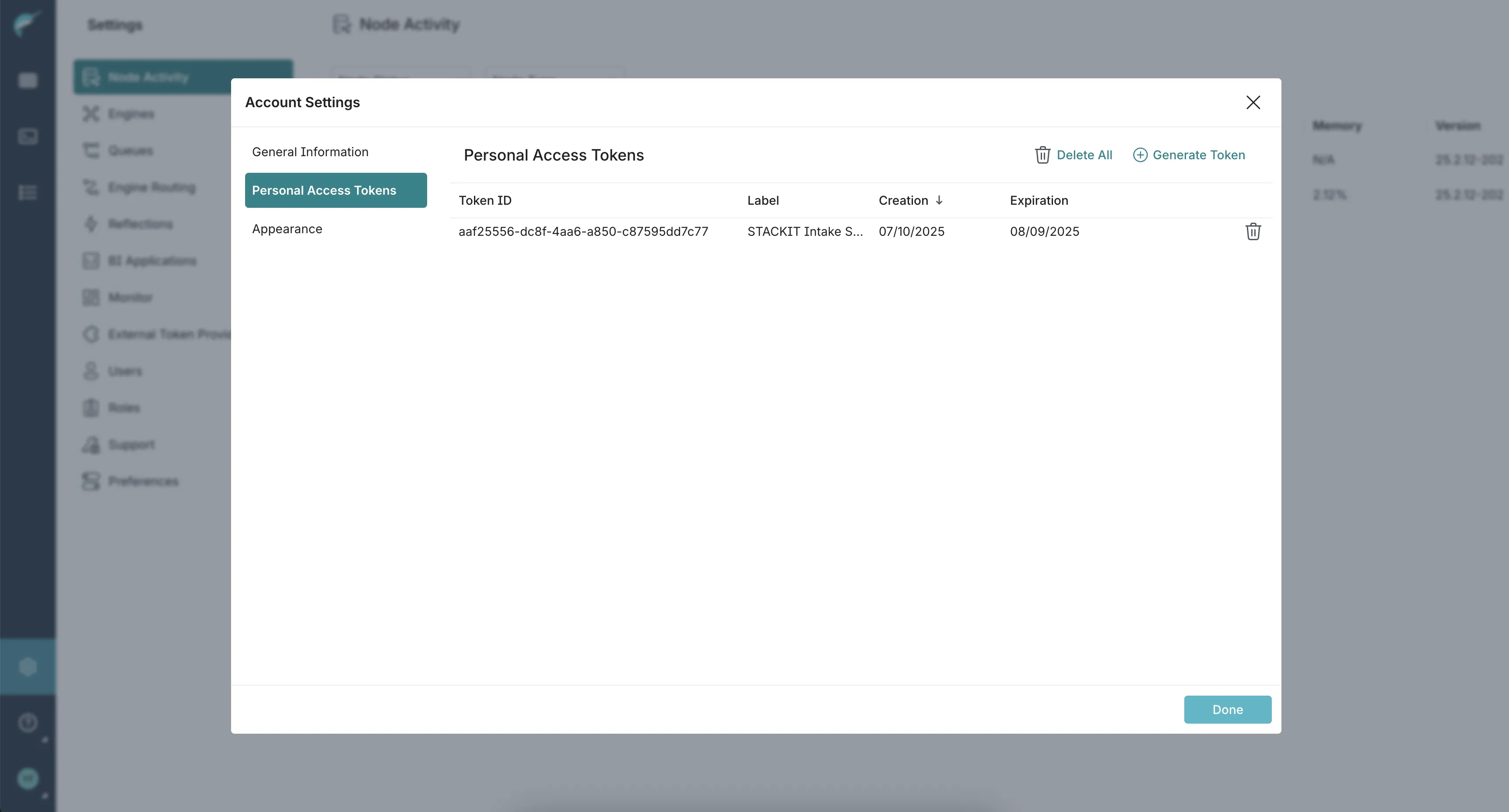 Screenshot of the UI for PAT Creation