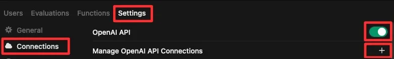 Screenshot of connection settings