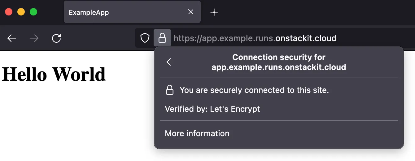 Browser screenshot of SSL verification