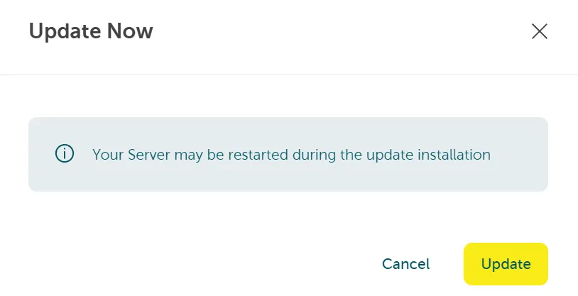 A screenshot showing navigating to server, then updates, then history and clicking the update now button on the top